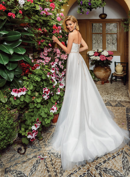 Satin Fit & Flair Strapless Wedding Dresses Online - #6045 – Sugar & Spice  Brides & Grooms