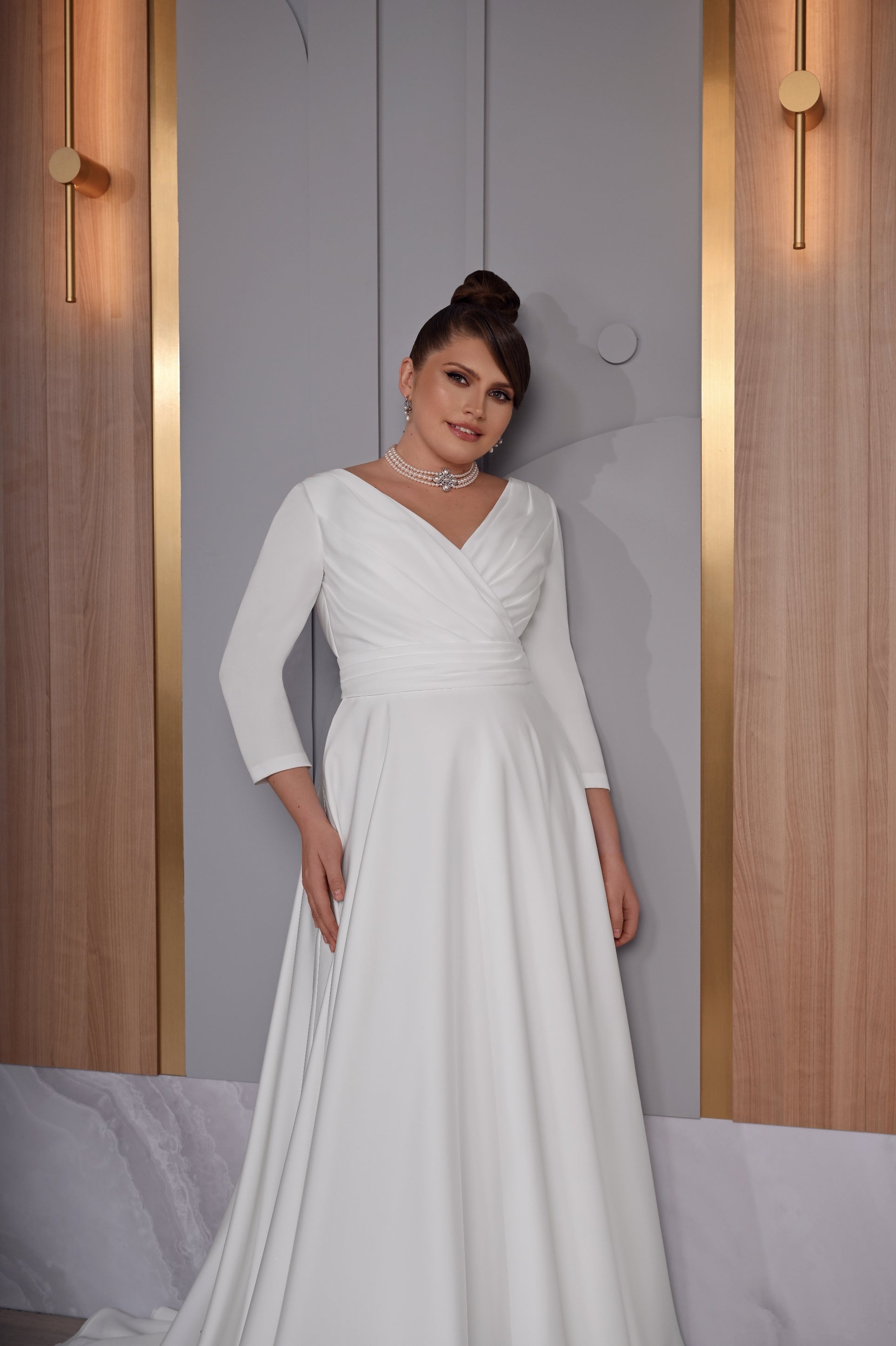 Minimalist Long Sleeves A-Line Plus Size Wedding Dress – HAREM's Brides