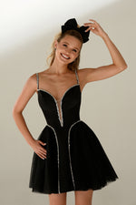 Sparkly V-Neck Little Black Dress