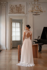 V-Neck A-Line Wedding Dress with Open Back and Slit