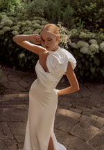 Mermaid Minimalist Wedding Dress with Removable One-Shoulder Bolero