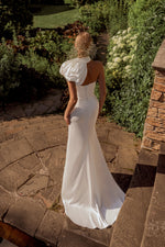 Mermaid Minimalist Wedding Dress with Removable One-Shoulder Bolero