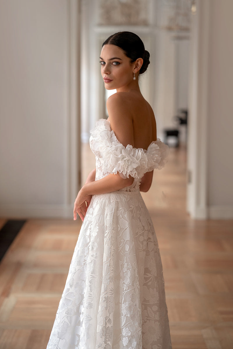 Off-the-Shoulder Lace A-Line Wedding Dress