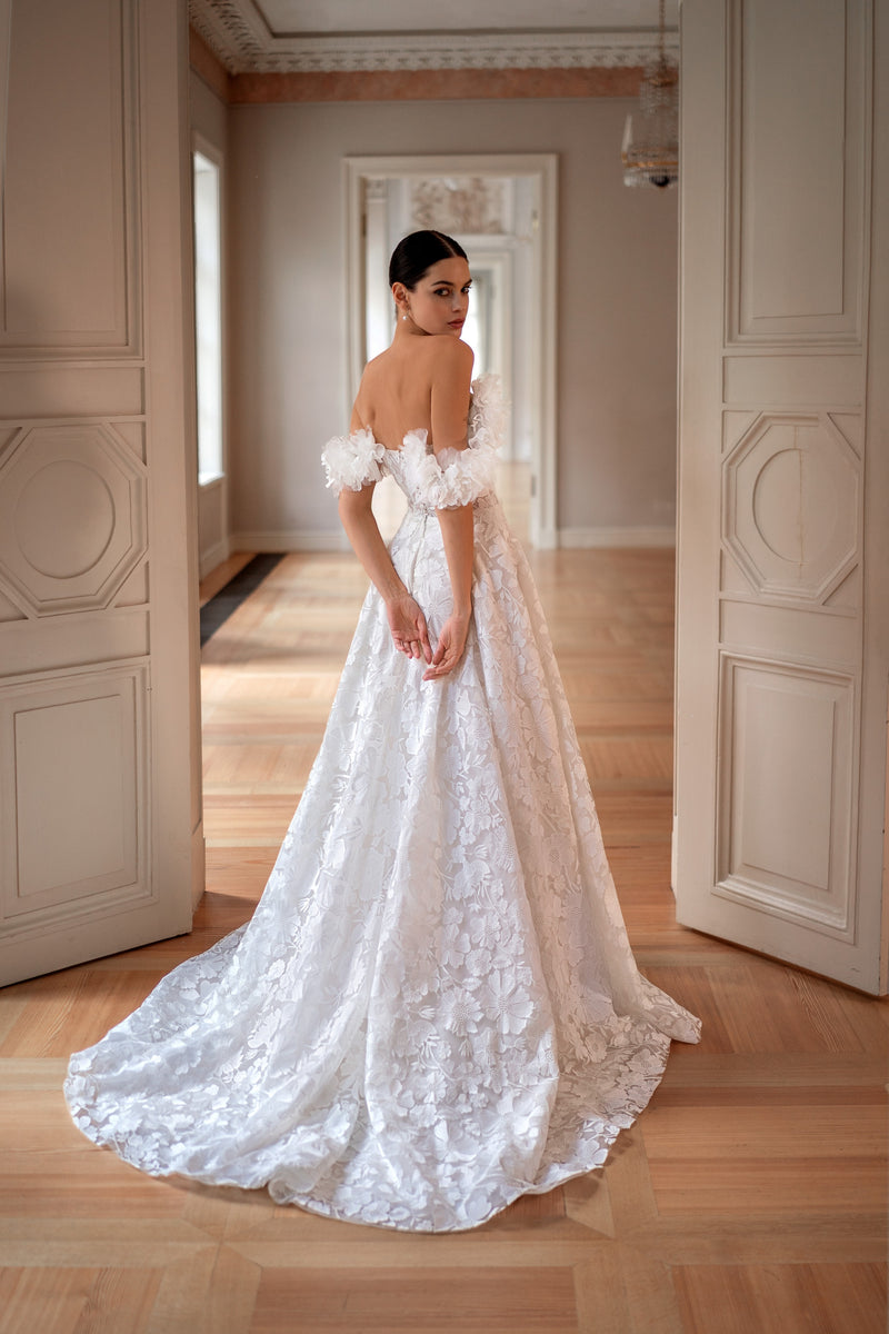 Off-the-Shoulder Lace A-Line Wedding Dress