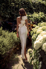 Minimalist Maxi Bridal Dress with Removable Long Train