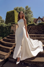 Minimalist Maxi Bridal Dress with Removable Long Train