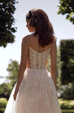 Strapless A-Line Wedding Dress with 3D Floral Bolero