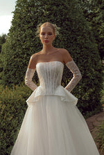 Fairy Strapless Corset Princess Style Wedding Dress with Removable Sleeves