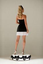 Strapless Mini Dress with White Frill Hem