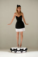 Strapless Mini Dress with White Frill Hem