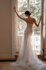 Sweetheart Mermaid Wedding Dress with High Slit and Removable Cape