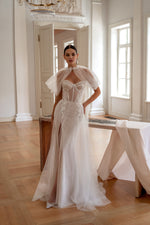 Sweetheart Mermaid Wedding Dress with High Slit and Removable Cape