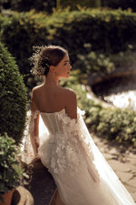 Princess Wedding Dress with 3D Flowers and Removable Wings