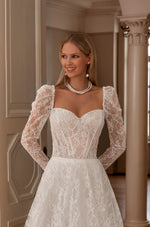 Exquisite A-Line Long Sleeve Lace Wedding Dress