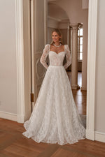 Exquisite A-Line Long Sleeve Lace Wedding Dress