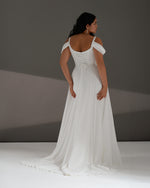 Off-the-Shoulder A-Line Minimalist Wedding Dress with Corset Back