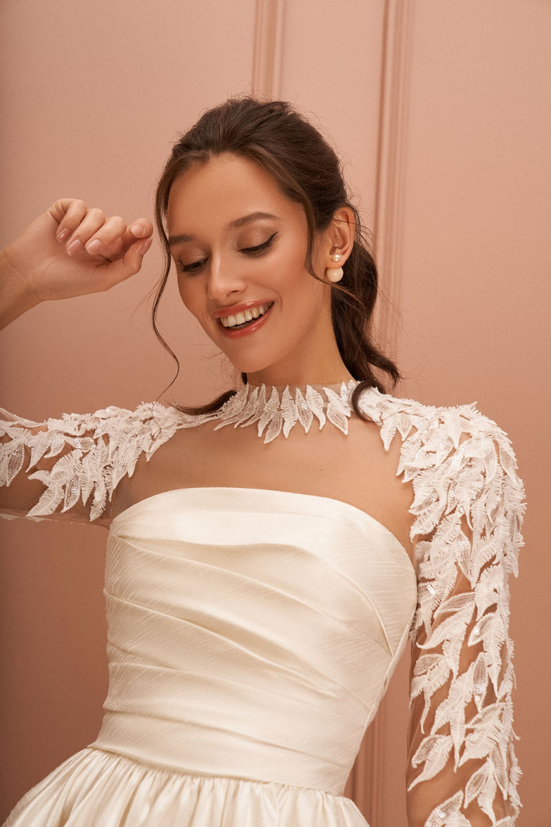 Sweetheart Midi Polka Dot Dress with Detachable Juliet Sleeves – HAREM's  Brides