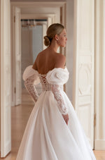 Sweetheart A-Line Wedding Dress with Daring Slit and Removable Rose Sleeves