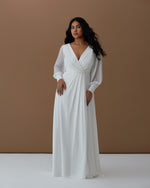 Classy Long Sleeve A-Line Wrap Minimalist Wedding Dress