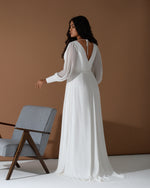 Classy Long Sleeve A-Line Wrap Minimalist Wedding Dress