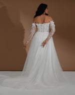 Off-The-Shoulder 3D Lace A-Line Tulle Wedding Dress