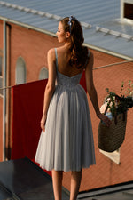 Spaghetti Strap Midi Tulle Dress