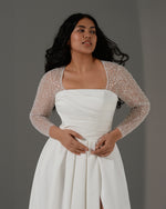 Long Sleeve  A-Line Mikado Wedding Dress with Side Slit