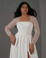 Long Sleeve  A-Line Mikado Wedding Dress with Side Slit