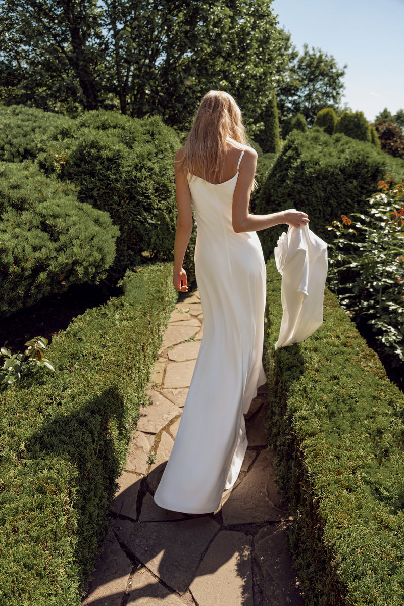 Minimalist Maxi Bridal Dress with Jacket