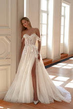 A-Line Wedding Gown in Lightweight Tulle with 3D Flowers