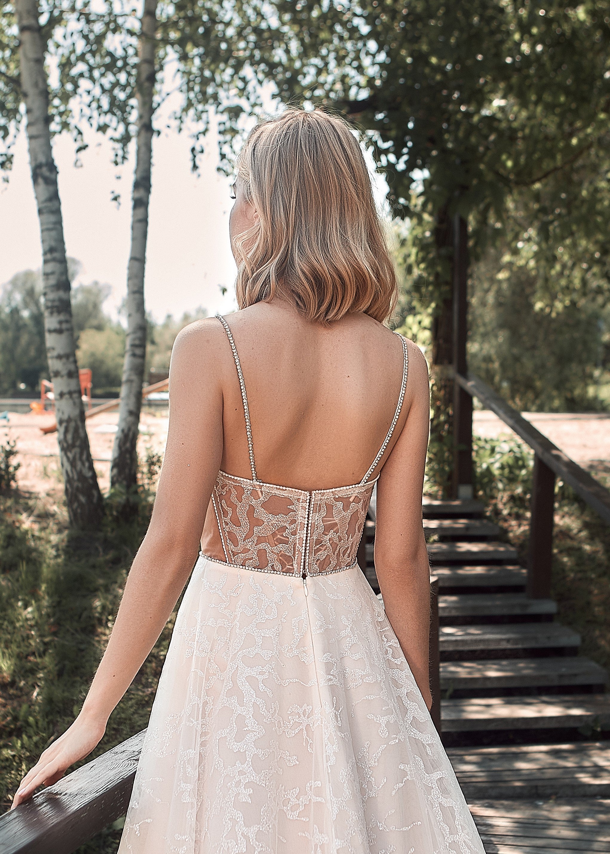 Sequin Tulle Wedding Dresses Crystals Deep V-neck Spaghetti Straps –  loveangeldress