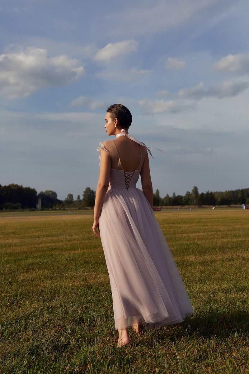 Illusion Neckline Sleeveless Tea-Leght Evening Dress – HAREM's Brides