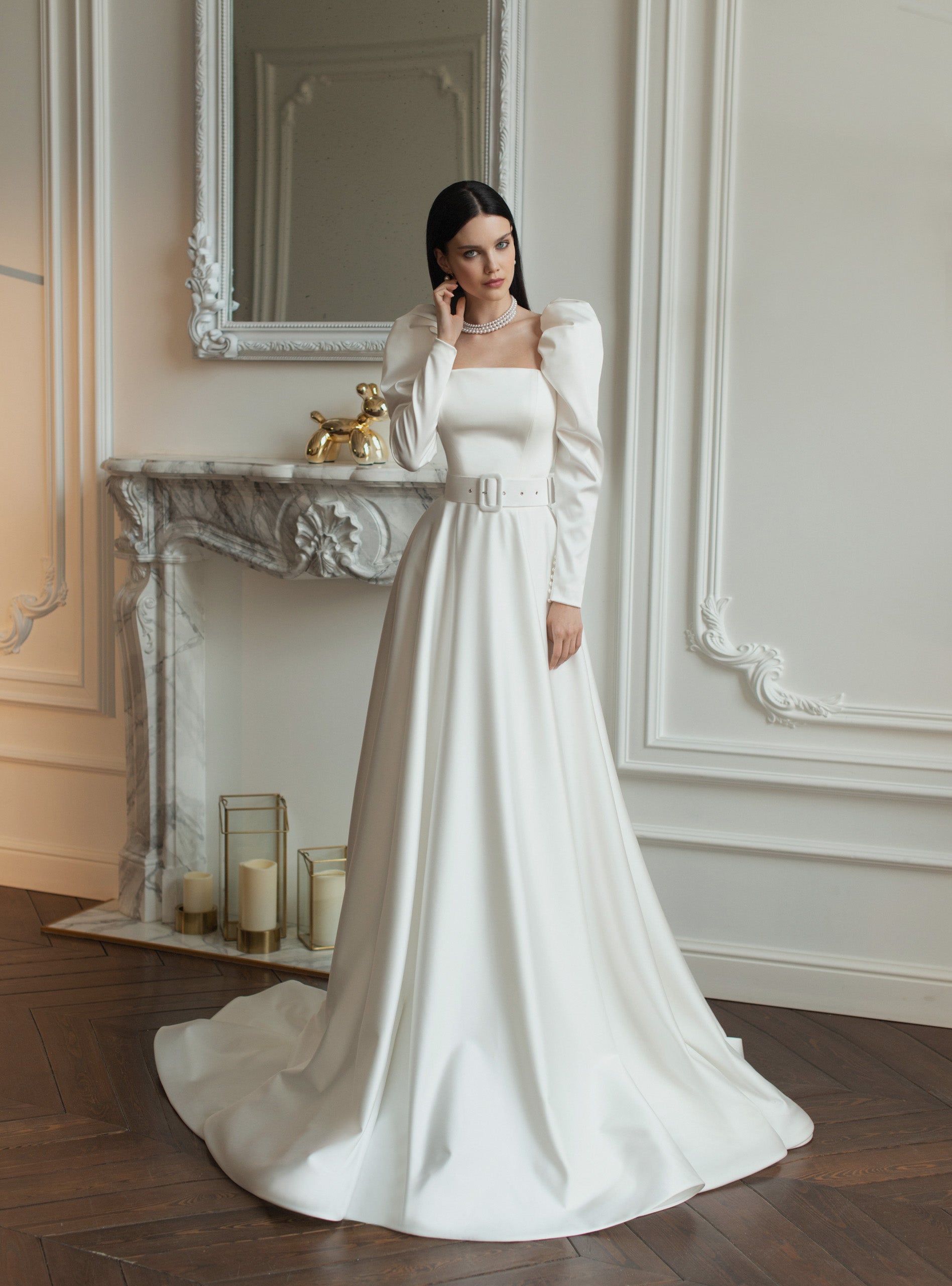 Minimalist Long Sleeves A-Line Plus Size Wedding Dress – HAREM's