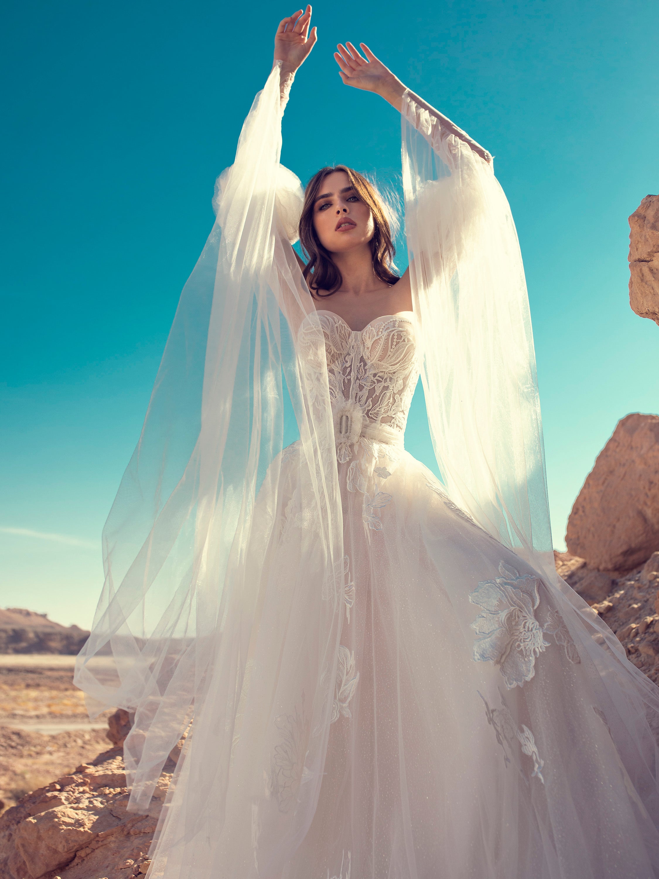 Strapless Sweetheart Wedding Dress with Removable Wings and Skirt – HAREM's  Brides